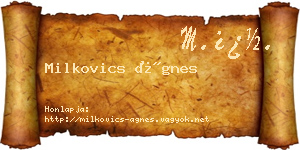 Milkovics Ágnes névjegykártya